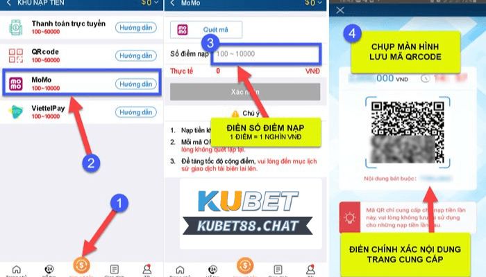 Dùng ví Momo để nạp tiền Kubet88 cực nhanh